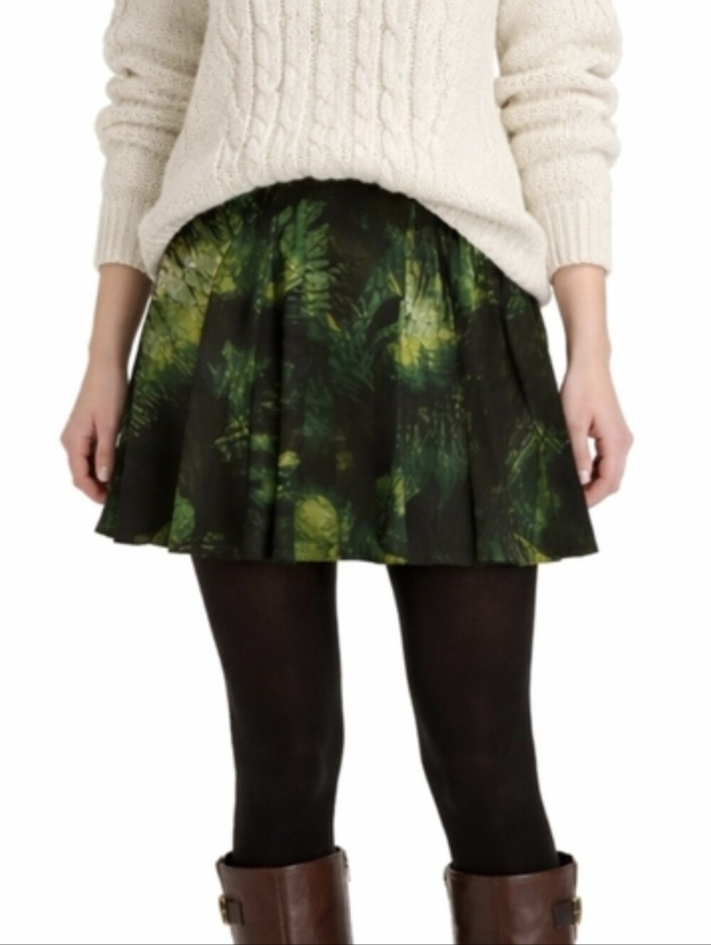 Karen Millen Green Palm Tropical Print Skirt 8  British High Street London